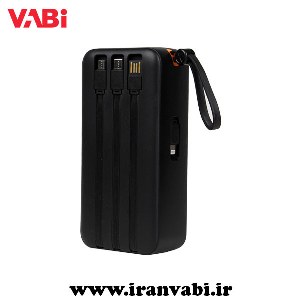  پاوربانک مشکی رنگ سه کابل مشکی سانرایز p15 30000 میلی امپر ساعت 